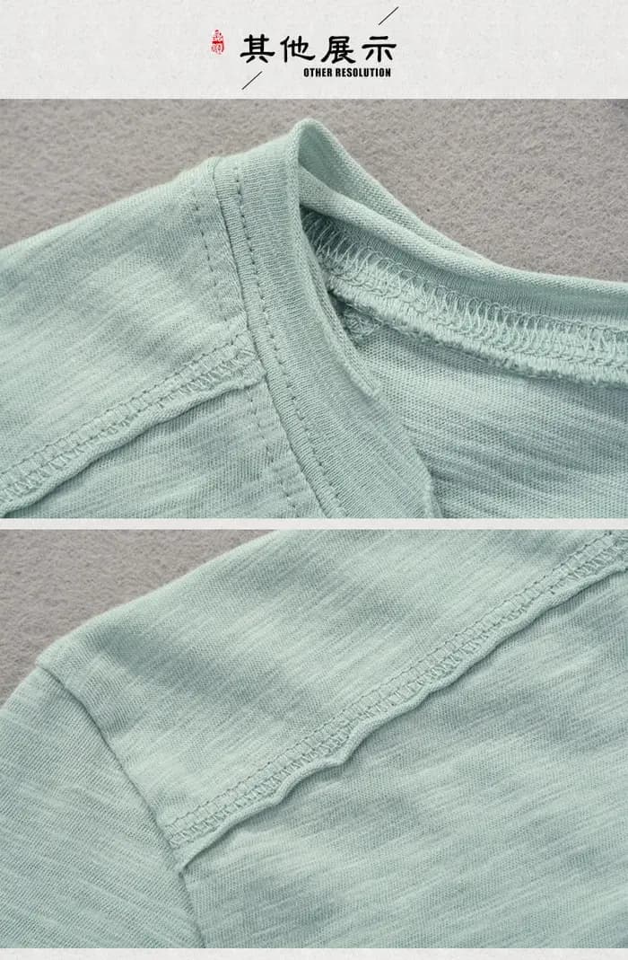 T-shirt col rond pour hommes en coton flammé en détresse mode d'été mince décontracté couleur unie col effiloché et