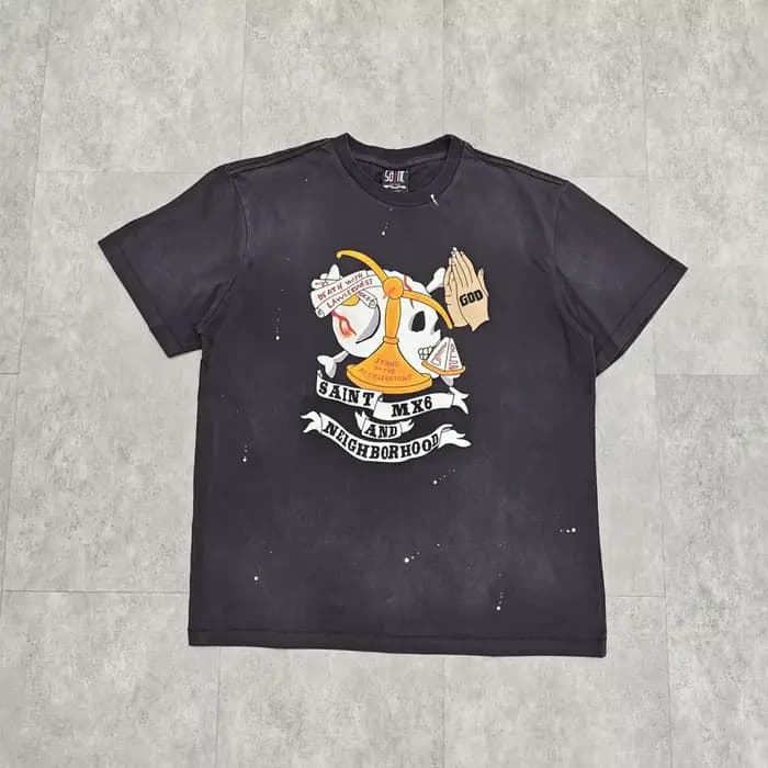 Yao mode Saint de Michael 25SS Vintage marque de luxe haute rue Y2k graphiques hommes hauts t-shirt