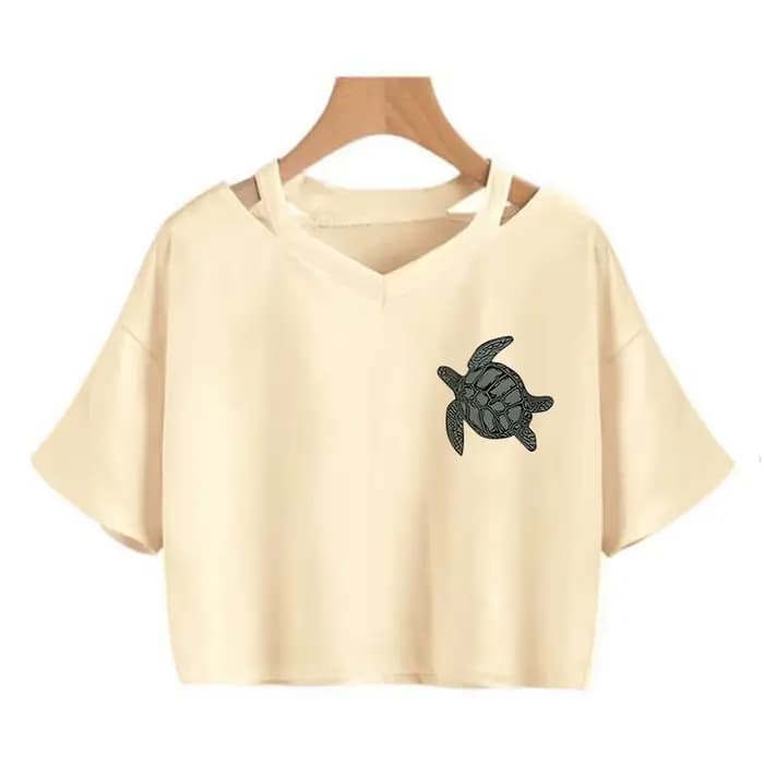 T-shirt imprimé tortue de mer pour femmes