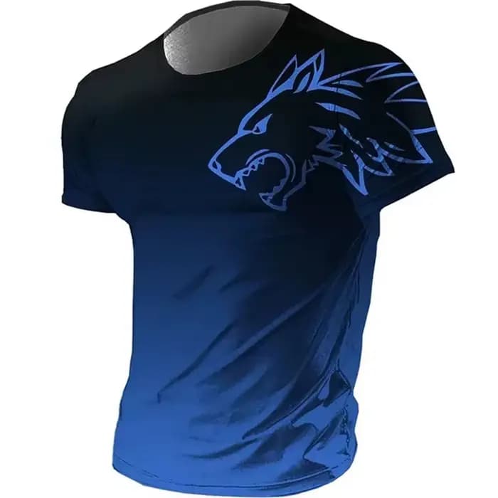 T-shirts pour Hommes Sportswear Fitness Été 2026 Vintage T-shirt Homme Imprimé 3D Séchage Rapide Dégradé Motif Animal Loup Manches Courtes