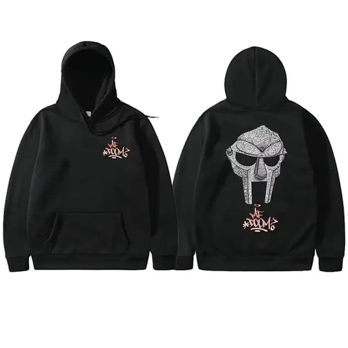Rappeur Mf Doom visage Double face imprimé sweat à capuche homme surdimensionné pull hommes Hip Hop