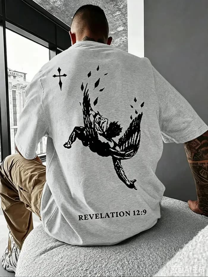 T-shirt décontracté d'été à col rond - Style rétro américain 100% coton pur respirant à manches courtes - Haut tendance