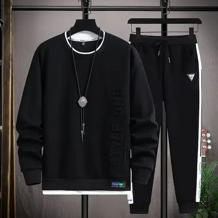 Ensemble t-shirt et pantalon blanc uni pour hommes