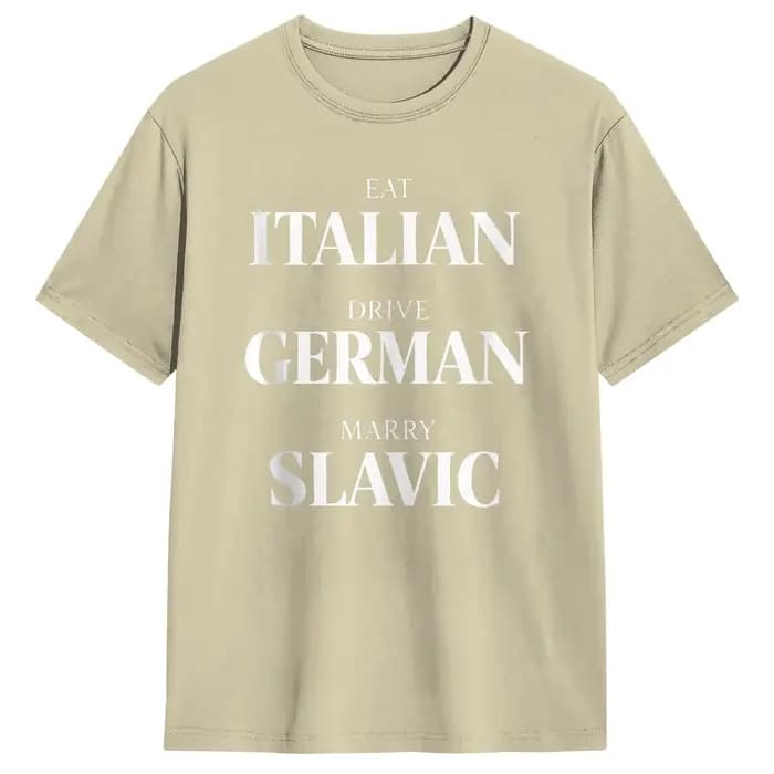 T-shirts pour hommes avec humorisme italien, allemand, slavique, en coton 100%, vintage, à manches c