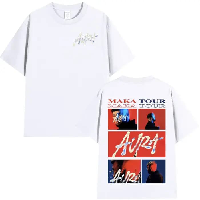 Rappeur Maka Aura 2025 Tour Merch t-shirts hommes femmes mode Hip Hop T-shirt été décontracté coton à manches courtes