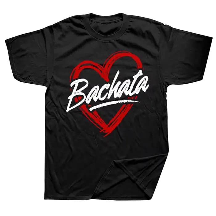 Drôle Bachata coeur amour t-shirts hommes été coton Harajuku manches courtes Streetwear noir Salsa danse