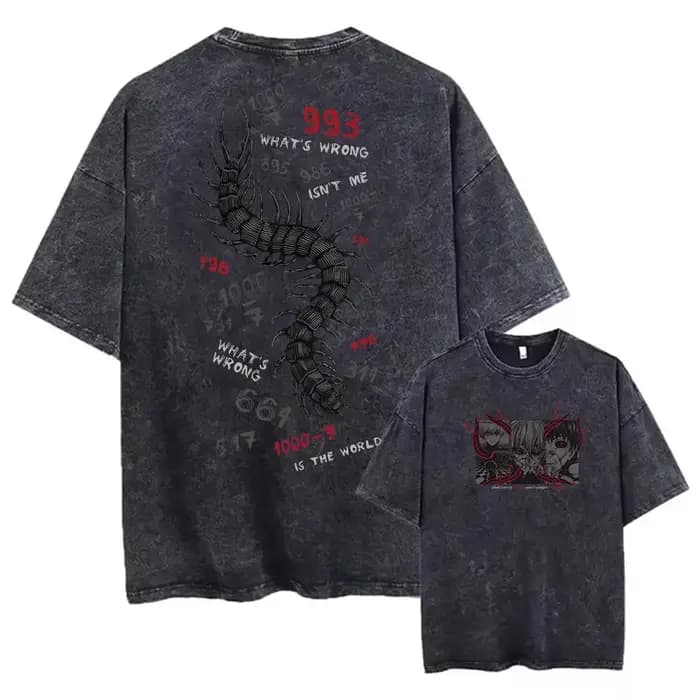 Tokyo Ghoul Ken Kaneki Manga T-shirt graphique lavé surdimensionné coton Streetwear pour hommes femmes vêtements à manches courtes t-shirts hauts