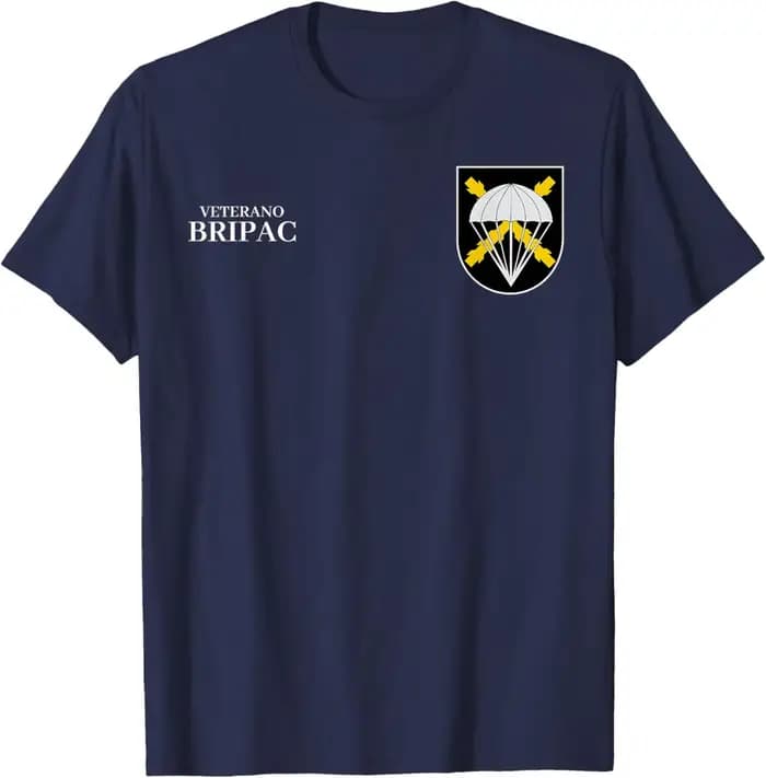 BRIPAC Veterano Ejército Español Paraca T-Shirt Manches Courtes Décontracté 100% Coton Chemise