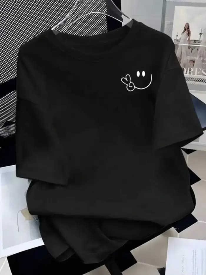 T-shirt décontracté unisexe à manches courtes et col rond
