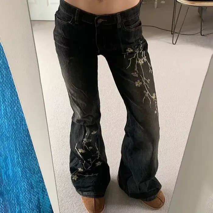 Jean vintage coupe bootcut taille basse pour femme