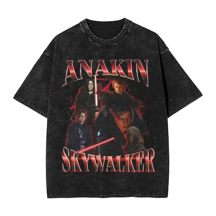 T-shirt délavé Anakin Skywalker Sith rétro Collage Hip Hop Vintage T-Shirts Harajuku Streetwear graphique hauts