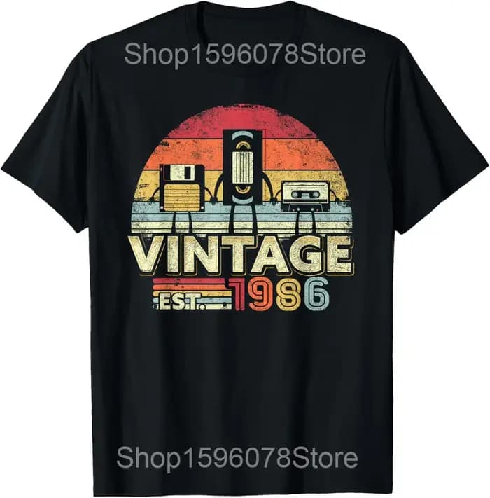 40 ans Vintage né en 1986 drôle 40th anniversaire cadeaux t-shirts hommes Streetwear t-shirt à manches courtes unisexe vêtements amples