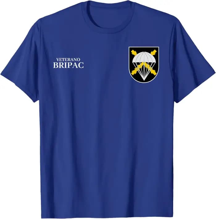 BRIPAC Veterano Ejército Español Paraca T-Shirt Manches Courtes Décontracté 100% Coton Chemise
