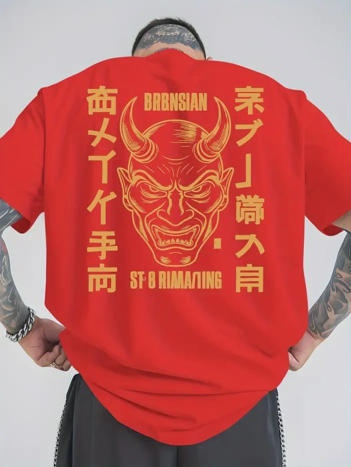 Hannya Oni T-shirt japonais à motif amusant pour hommes et femmes