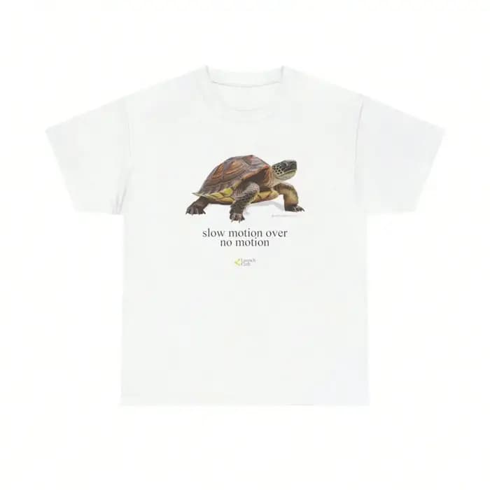 T-shirt décontracté rétro imprimé tortue en mouvement lent avec motif graphique vintage pour femme,