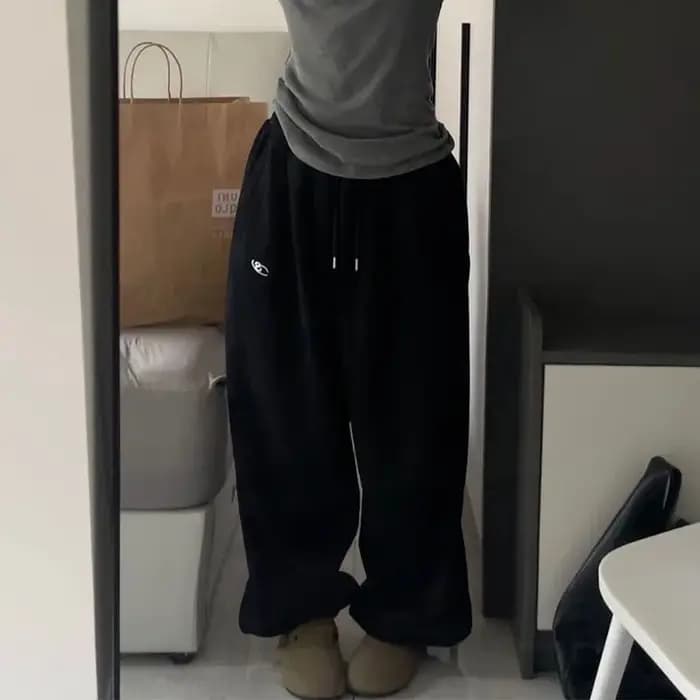 Pantalon de survêtement gris surdimensionné pour femmes, Y2K, Harajuku, Baggy, jambes larges, joggin
