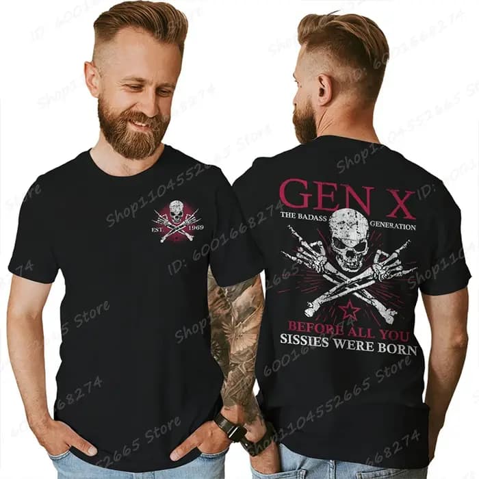 Drôle Gen X la génération Badass surélevée par des crânes T-Shirt à manches courtes T-shirts hommes