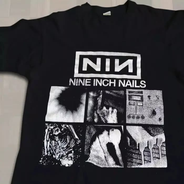 Nine pouces ongles bande noir coton T-shirt unisexe hommes femmes