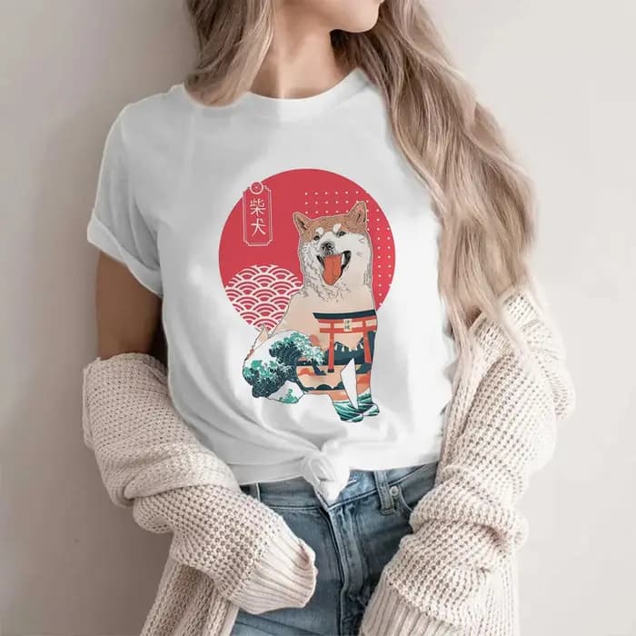 Akita Inu t-shirt femmes Y2K t-shirt femme drôle japonais streetwear vêtements