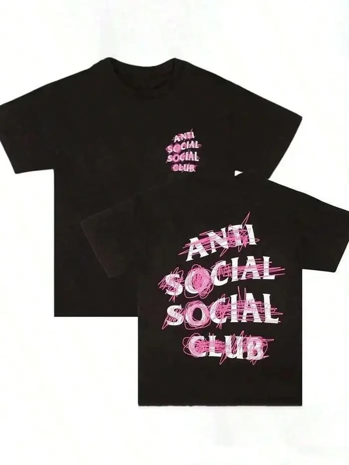 T-shirt en coton avec impression double face « Anti Social