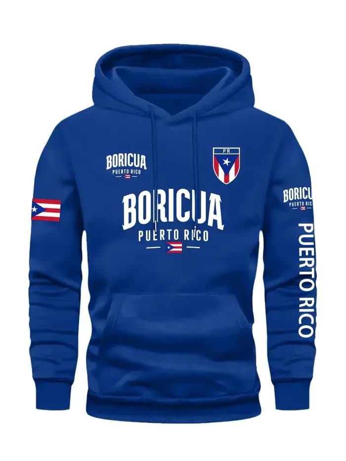 Sweat à capuche rouge pour homme « Boricua Puerto Rico » - Pull décontracté à manches longues avec cordon de serrage