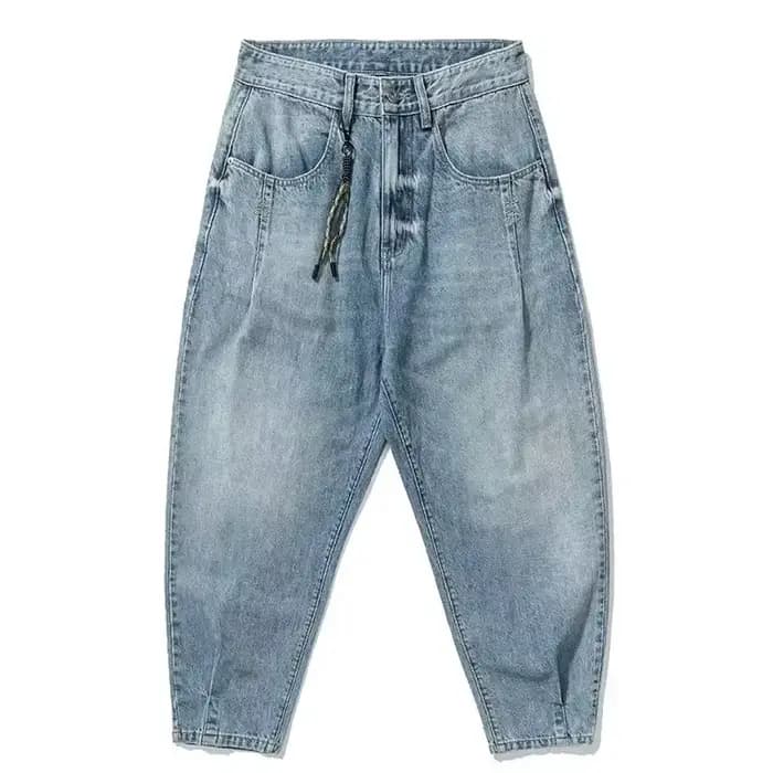 Jean ample délavé style Harlan pour homme grande taille coupe américaine rétro en toile style sarouel pour automne
