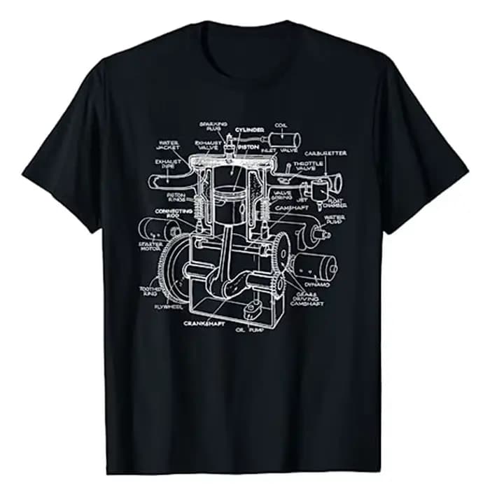 T-shirt graphique Carguy pour hommes, pièces de moteur de voiture mécanique, Muscle Cars Lovers, vêt