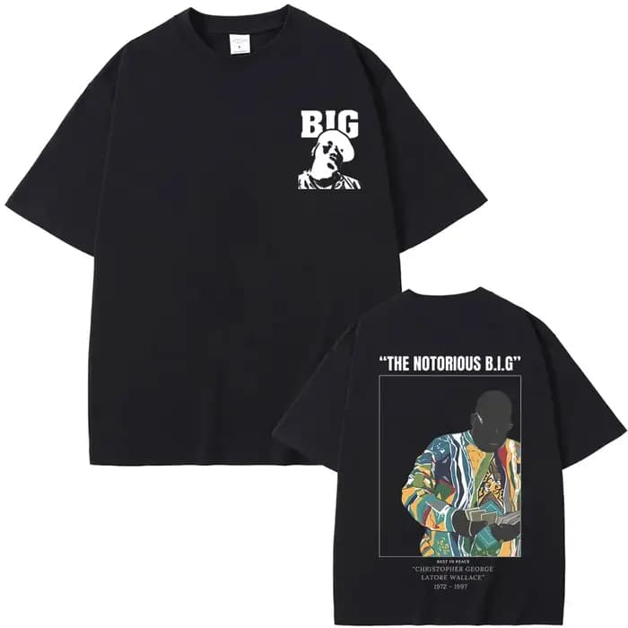 Vintage le célèbre grand T-shirt Biggie Smalls graphique