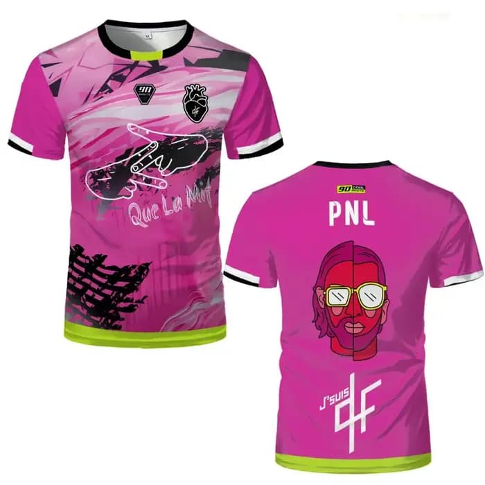 PNL Maillots 90 minutes maillot imprimé respirant Football formation T-shirt hommes et femmes à la mode à manches courtes col rond t-shirts