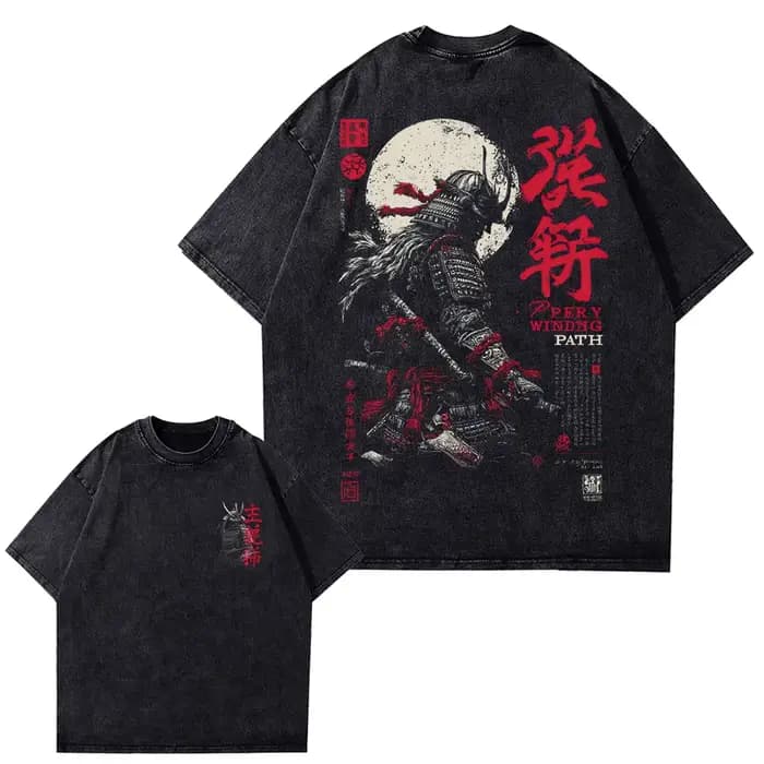 T173 T-shirts esprit samouraï japonais pour hommes