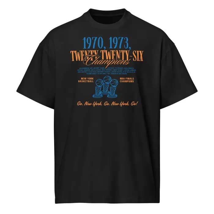 T-shirt Commémoratif Knicks Three Champion 2026 Nouveau 100% Coton Unisexe T-shirt Mode Streetwear H
