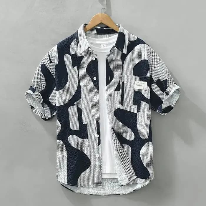 Chemise homme surdimensionné graphique avec poche chemises homme nouveau dans la mode 2025 hauts man