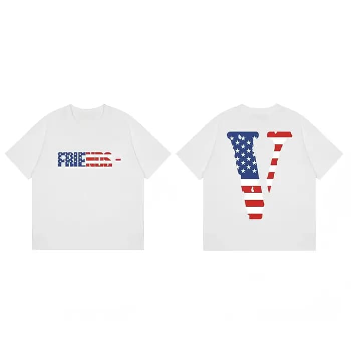 T-shirt graphique Vlone Friends, T-shirt à manches courtes avec imprimé drapeau du Vietnam, haut déc