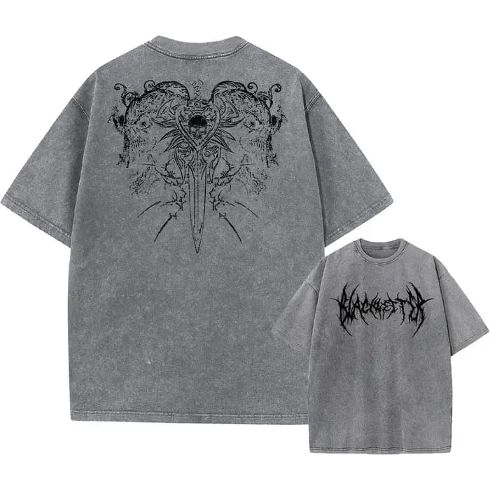 T-shirt vintage pour homme Y2k avec motif crâne et épée