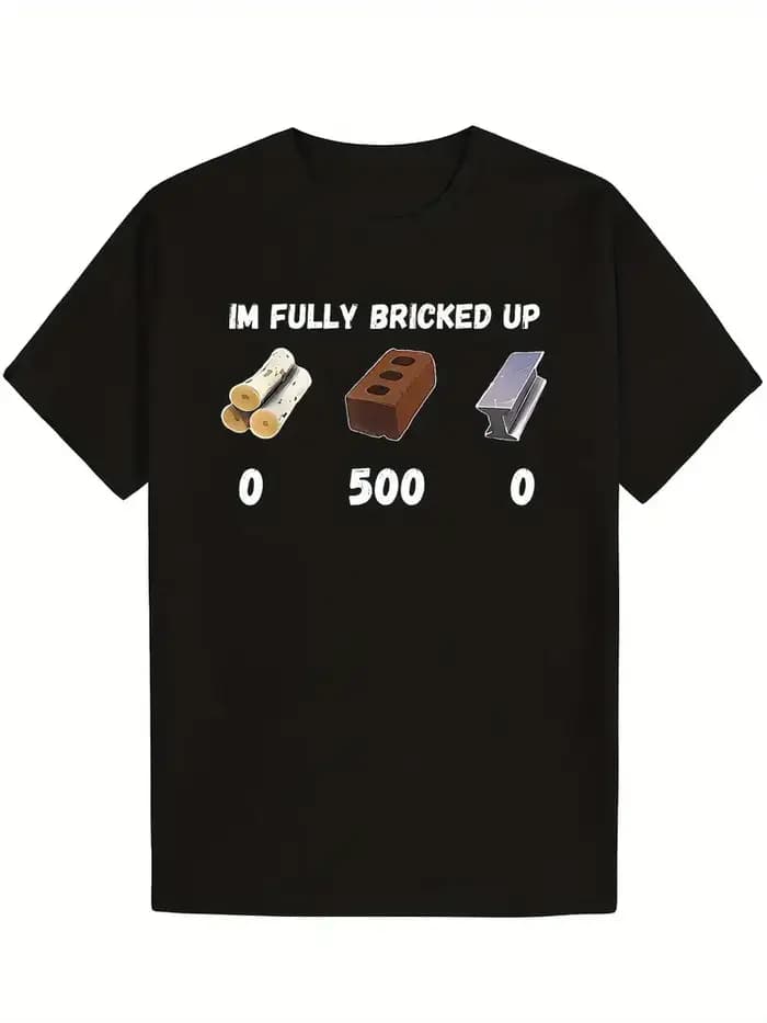 T-shirt Vintage pour Homme et Femme, Meme 'I'm Fully Bricked Up', Humour Génération Z, Motif Chat Mi