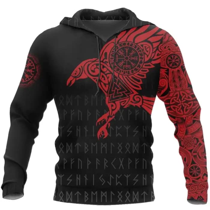 Sweat à capuche imprimé 3D Huginn et Muninn Odin Tattoo pour hommes, mode Harajuku, sweat à capuche