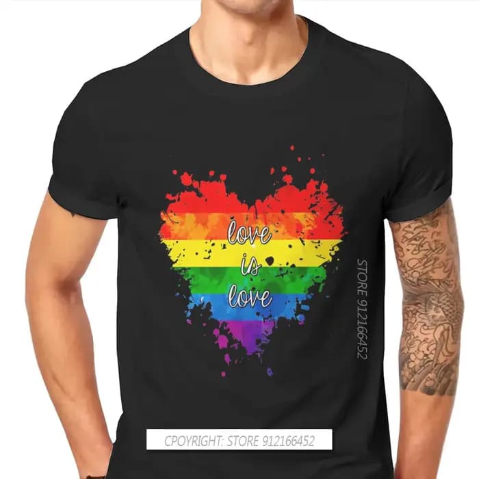 T-shirt hipster Love Is Love Coussins pour hommes, Streetwear en coton, col rond, mois de la fierté