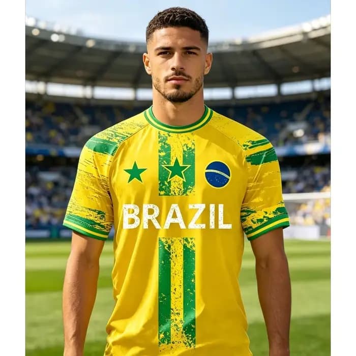 Nouveaux Maillots de Football Brésil 2026 pour Hommes – T-shirts Classiques God Brazil à Manches Cou