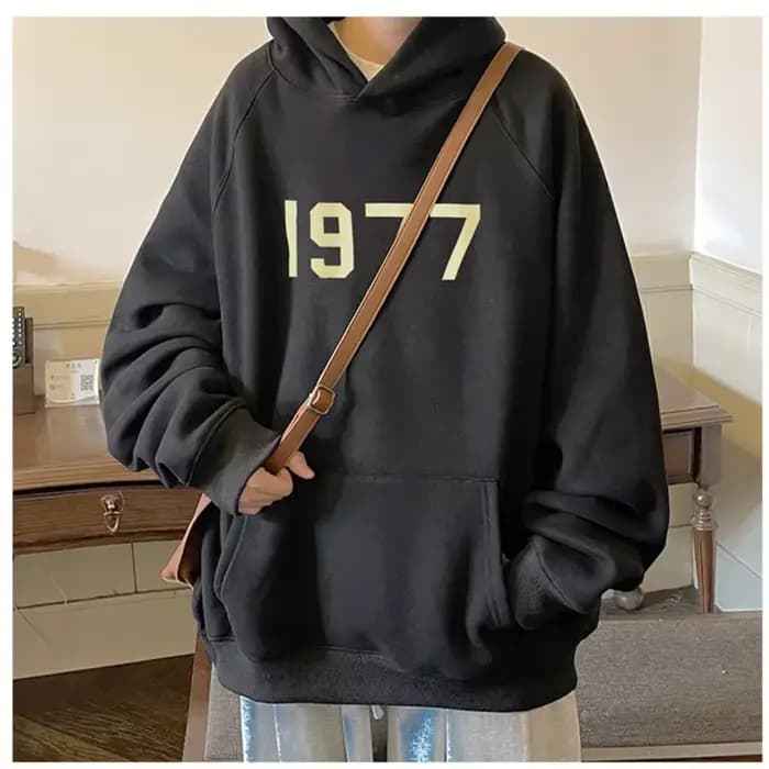 Sweat à capuche hommes automne nouveau 1977 imprimé manteau ample Harajuku pull