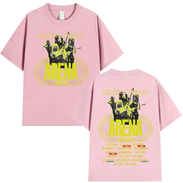 T-shirts de la tournée Arena 2026 du groupe rock Tokio Hotel