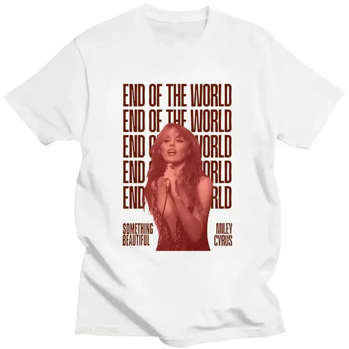 Miley Cyrus fin du monde T-shirt quelque chose belle 2025 impression graphique t-shirts coton