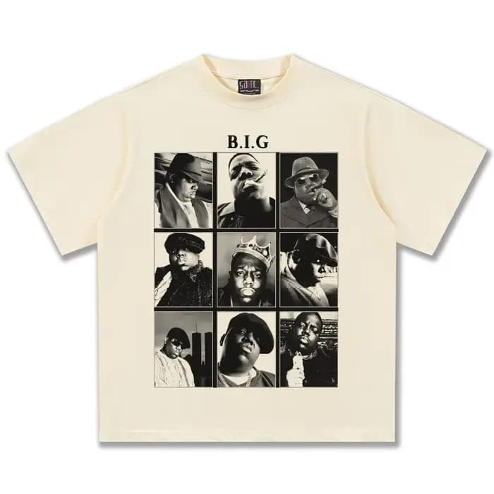 The Notorious B.I.G. T-shirt graphique surdimensionné unisexe Hip Hop Rapper décontracté en coton à manches courtes Streetwear