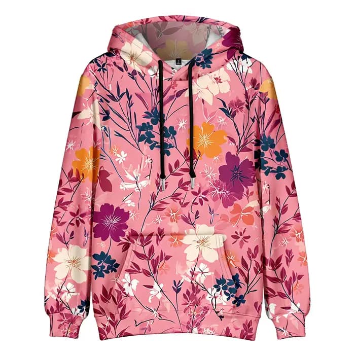 Sweat à capuche en molleton imprimé Floral Vintage pour Couple