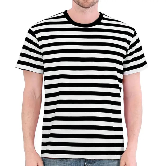Chemise à rayures noires et blanches pour hommes