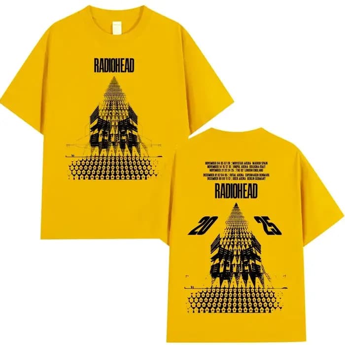 Radiohead World Tour T-shirt retour vers la route Merch surdimensionné t-shirts hommes femmes Rock Punk à manches courtes vêtements en coton lourd