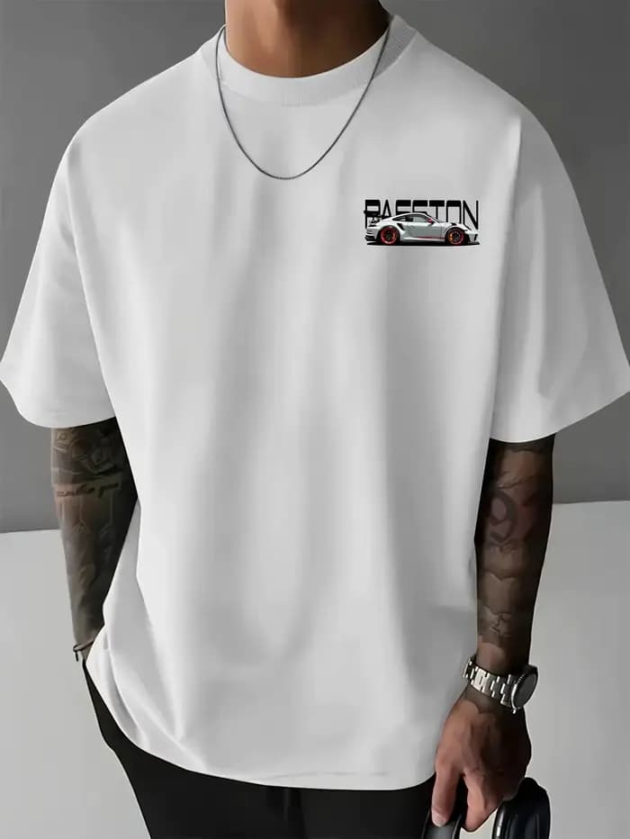 T-shirt d'été pour homme avec imprimé motif Racing haut de gamme