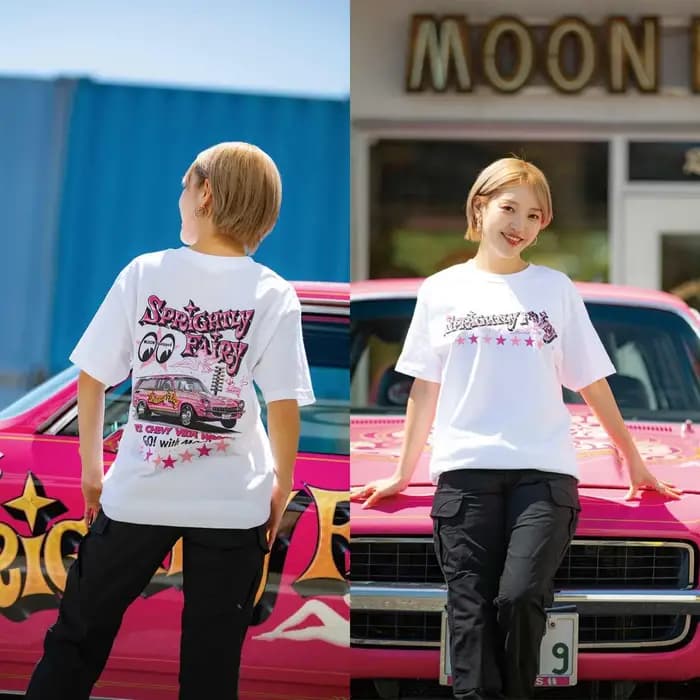 T-shirt en coton avec logo Moon Modified Car Motorcycle Brands