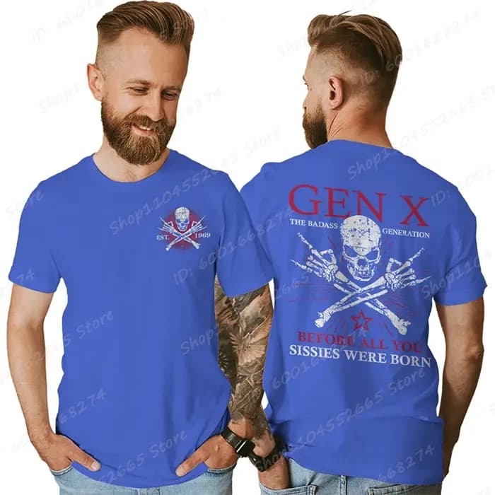 Drôle Gen X la génération Badass surélevée par des crânes T-Shirt à manches courtes T-shirts hommes haut