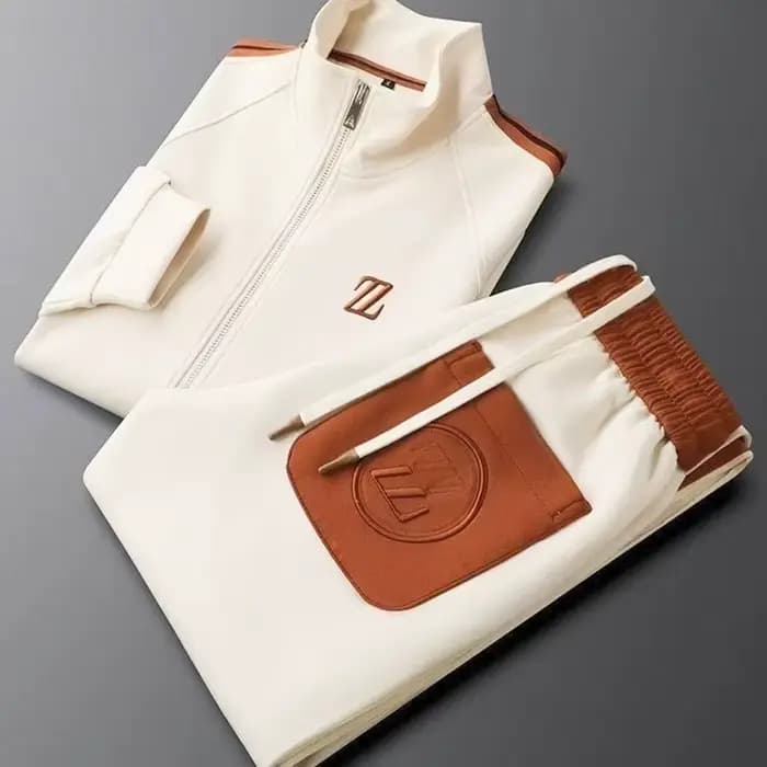 Ensemble de survêtement homme 2025 – Veste et pantalon tendance brodés – Tenue de sport deux pièces