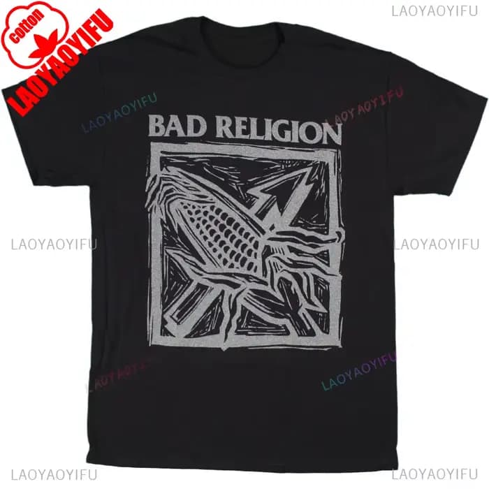 Bad Religion-T-Shirt Slimfit pour hommes contre le Grain, Camisetas d'été respirantes, col rond, man